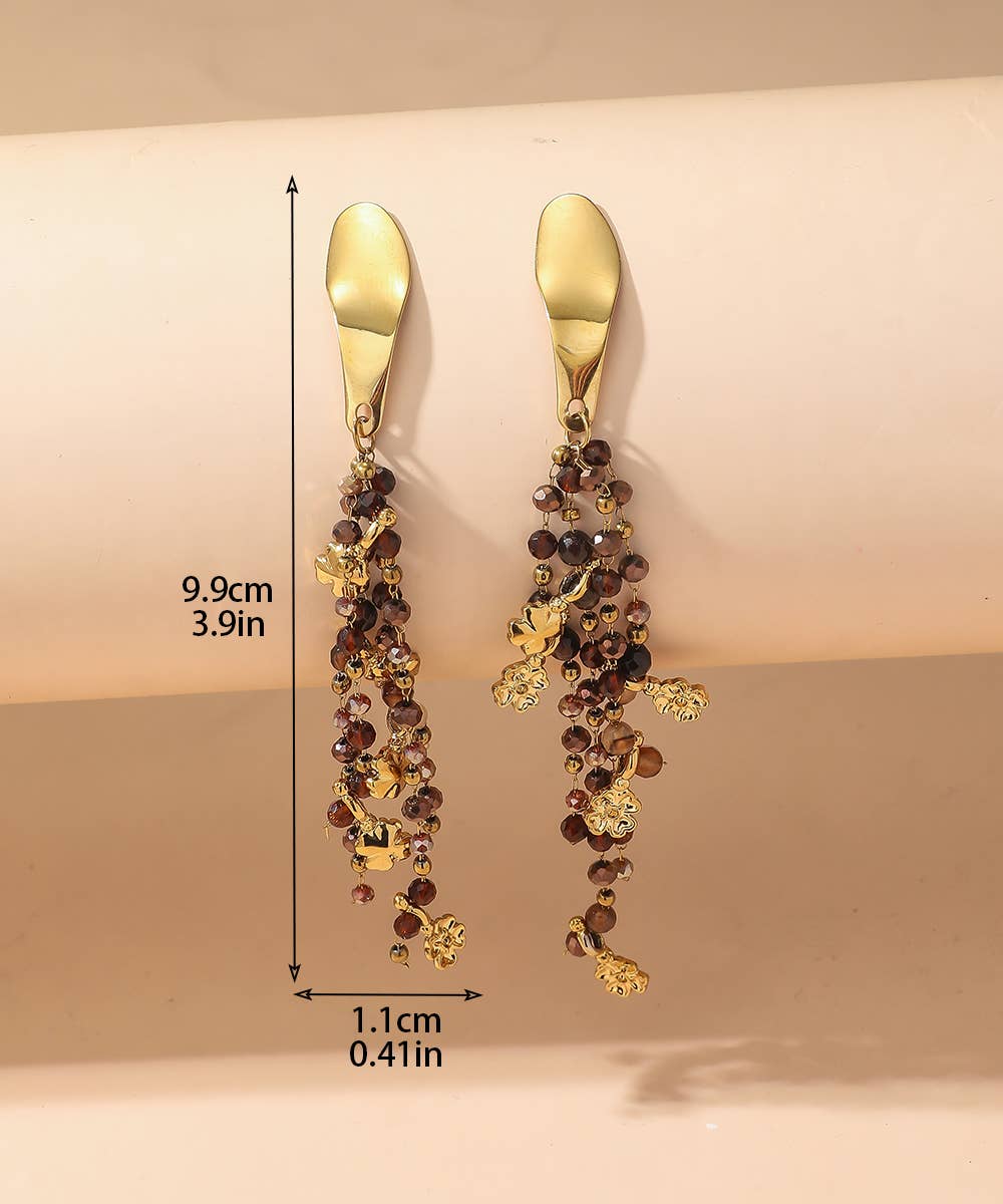 Blossom bijoux – Brincos de argola por atacado – Brincos de pino em aço inoxidável com contas de cristal Blossom bijoux8