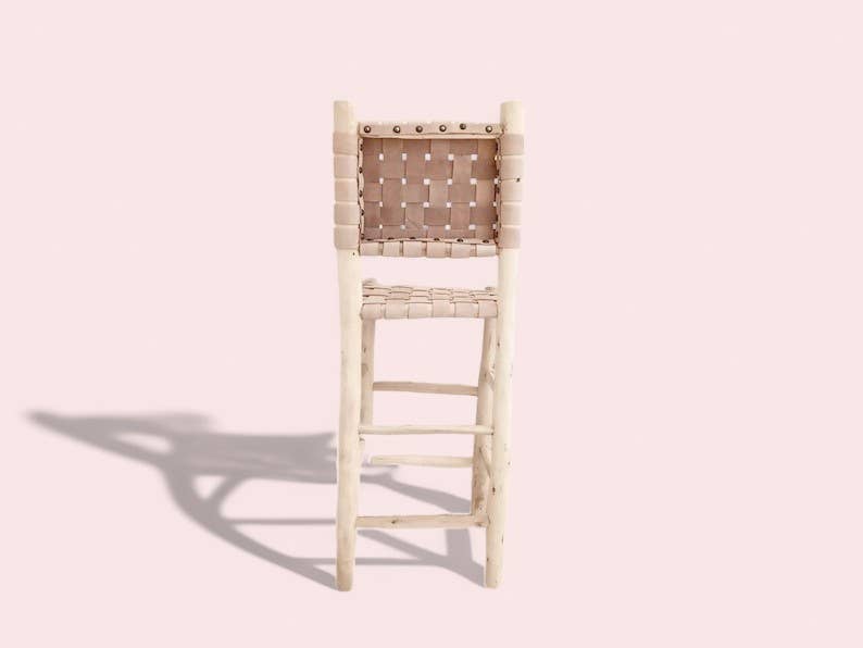 HandmadeBestSeller – wholesale Stool – Handwoven Leather & Wood Bar Stool9