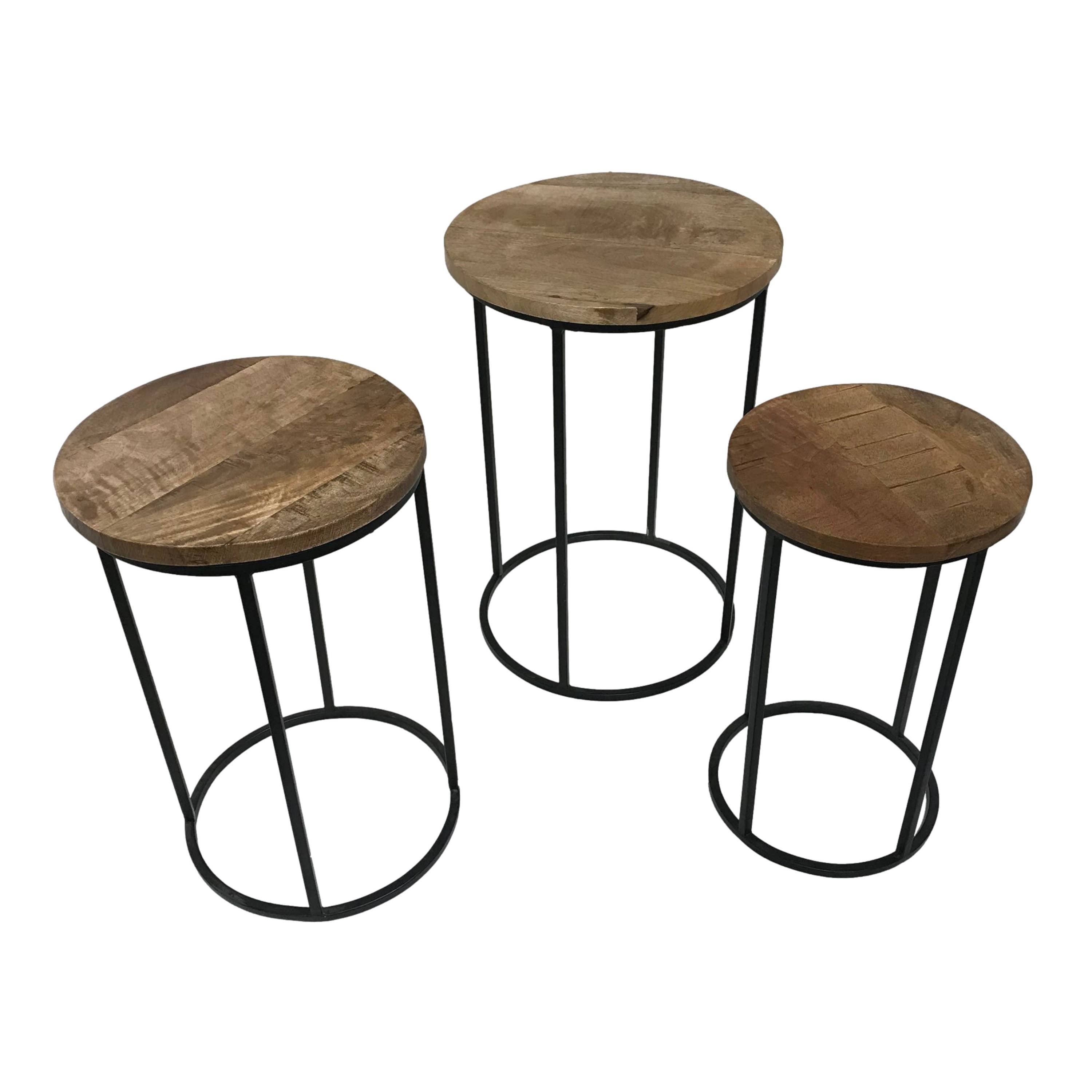 Wilco Home - Wholesale Side Table - Set of 3 "Upcycled" Mango Wood Nesting Display/Side Tables5