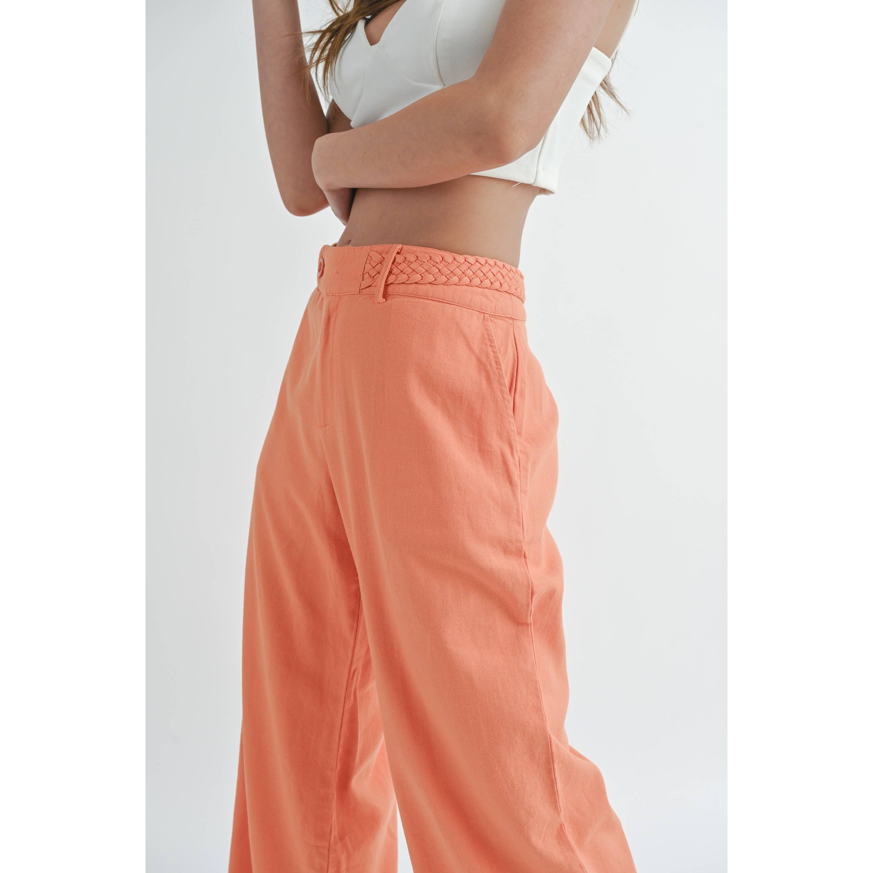 Peace Love Line – Großhandel Hose – Damen – PL1807 - LANGE LEINENHOSE MIT TASCHEN19