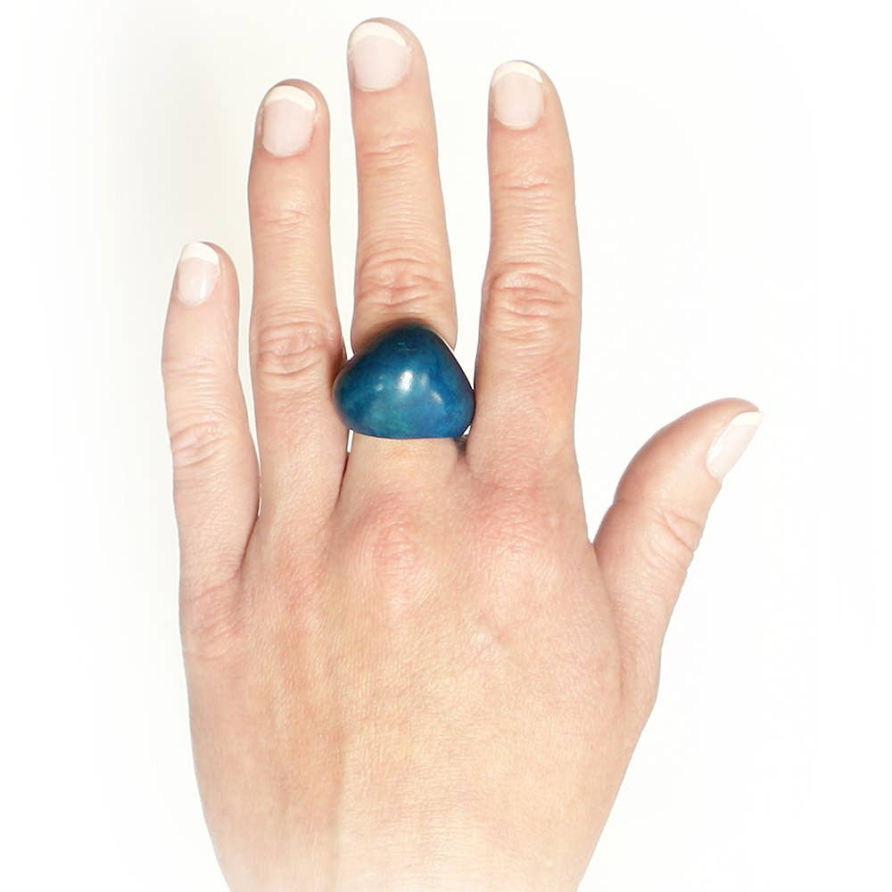Muichic Natural Jewelry - Venta al por mayor Anillos grandes/de cóctel - Anillo de tagua grueso hecho a mano de comercio justo7