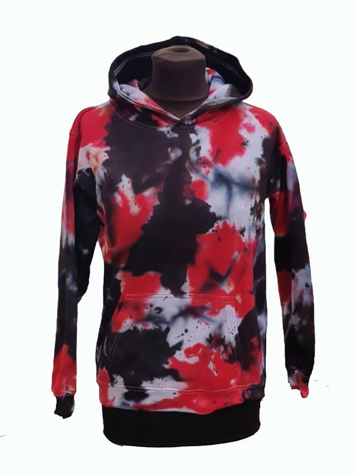 Hand-Dyed Scrunch Tie Dye Hoodie – Vibrant Bold Design for wholesale by VeEco Gifts