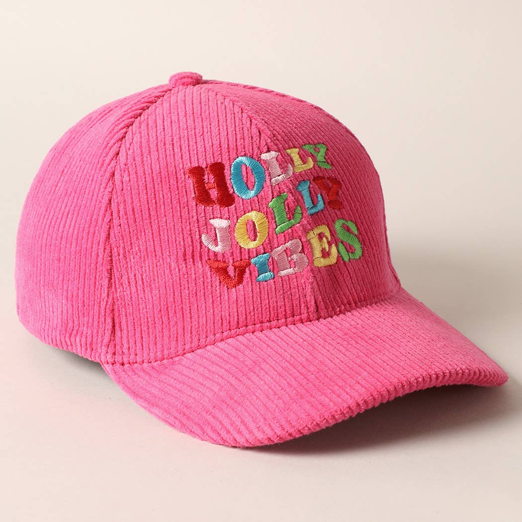 Fashion City - Wholesale Baseball Cap - Women's - Holly Jolly Vibes Embroidery Corduroy Cap11