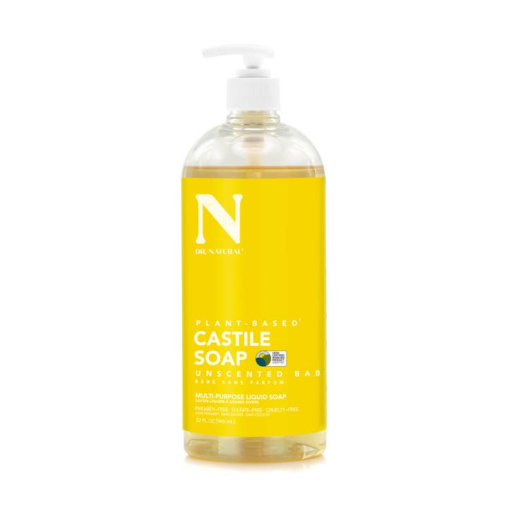 Dr. Natural - Wholesale Body Wash/Shower Gel - Kids & Baby - Plant-Based Castile Liquid Soap - Unscented Baby Mild (32oz)