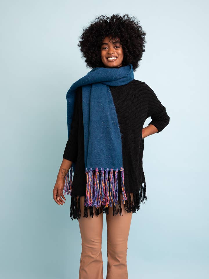 Vibrant Color Speckle Frayed Border Bohemian Scarf 😋 for wholesale by Leto Accessories