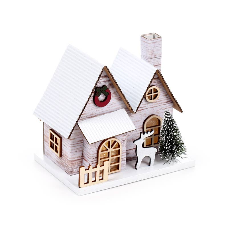 Puckator Ltd - Wholesale Ornament - Silver Birch Double Fronted Christmas House LED Decoration0