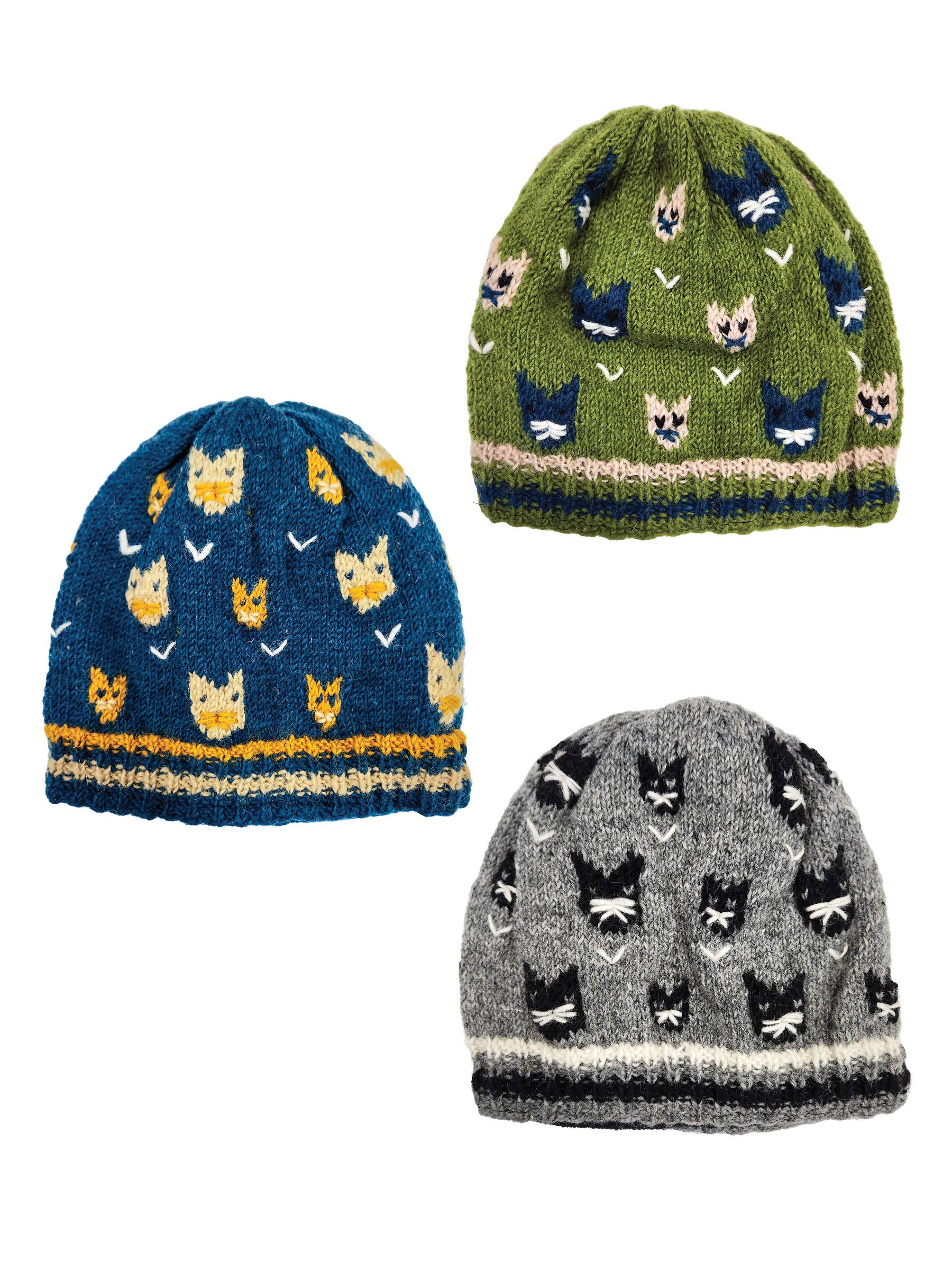 Gray Handmade Knit Beanie Hat Cat for wholesale on Faire0