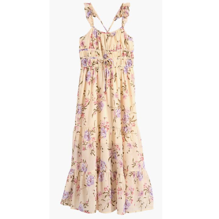 Tween Floral Flæse Strop Maxi Kjole for engroshandel hos Ava & Yelly