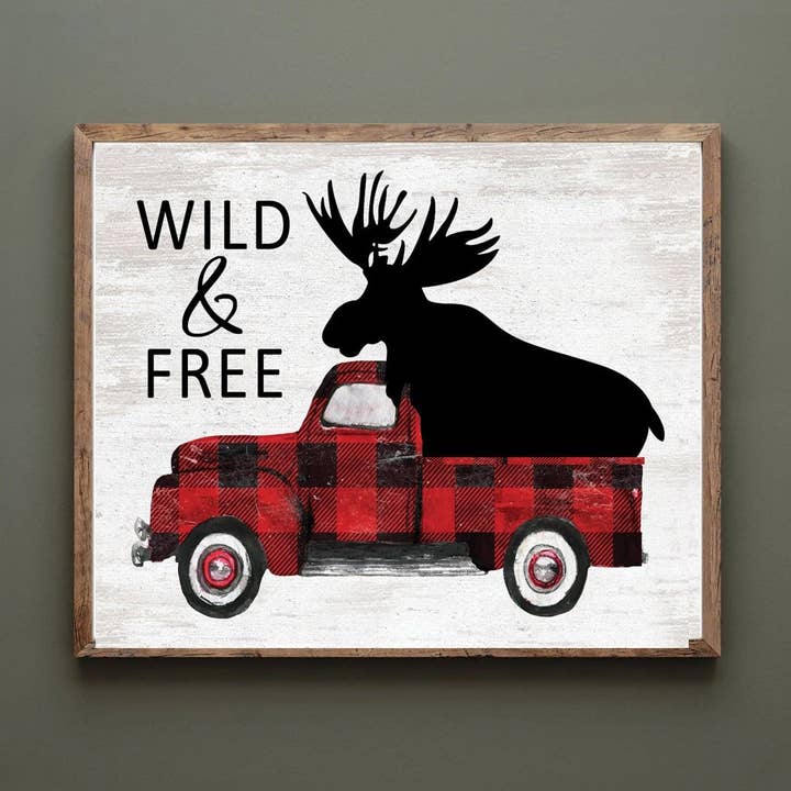 Wild And Free Moose Red Plaid Truck for wholesale by Lettered & Lined