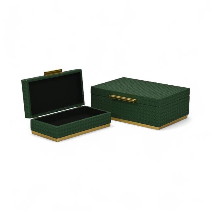 Cheungs Home Decor – Engroshandel Pynteæske – Rektangulært boksesæt med dobbeltvævningsmønster og guldbeslag11