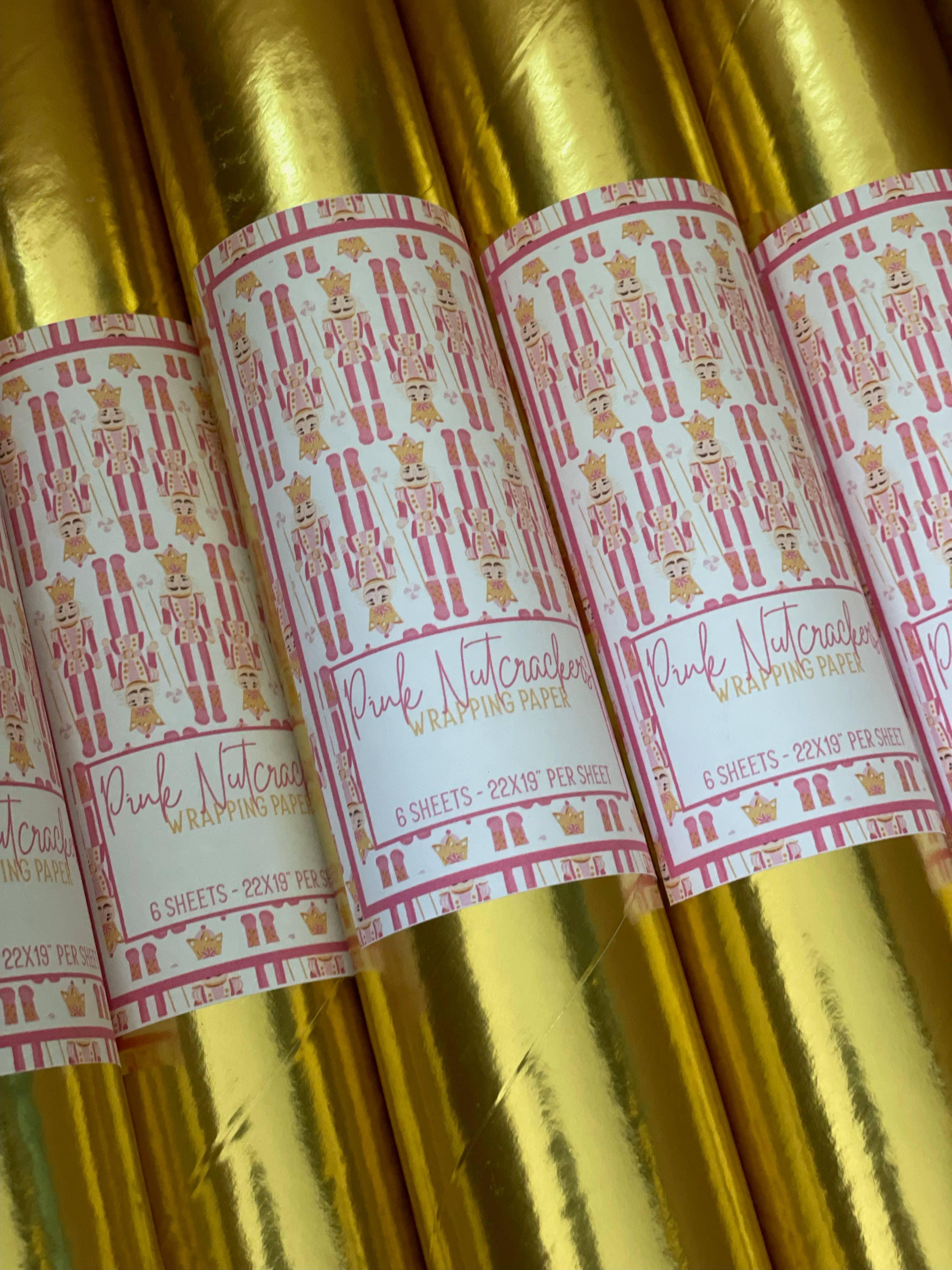 Pink House On River Road - Wholesale Flat Wrap - Nutcracker Christmas Holiday Gift Wrapping Paper11