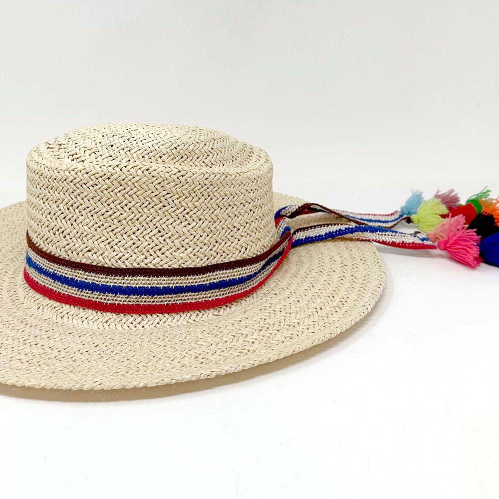 Sensibling Corp. – wholesale Hat accessory – Women's – Striped Crochet Tassel Tip Hat Band2