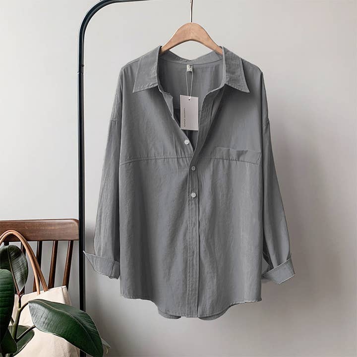Rosa Clothing - Wholesale Button Down Shirt - Women's - Lightweight blended suede textured blouse10