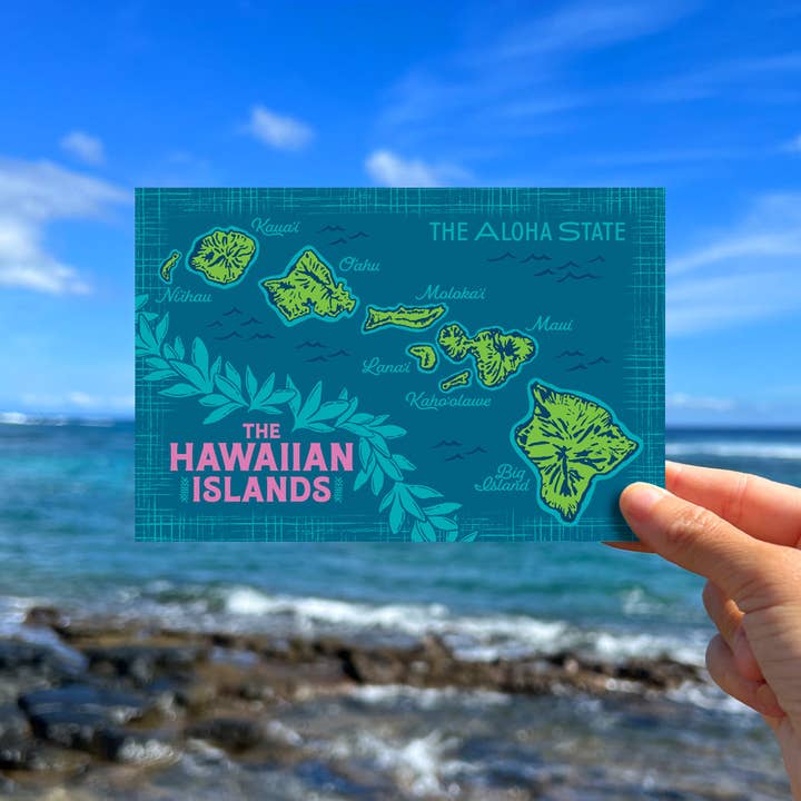 HAWAIIAN ISLANDS MAP POSTCARD - HAWAII BACK and other Purchase Wholesale hawaiiproducts. Free Returns & Net 60 Terms on Faire trending on Faire.