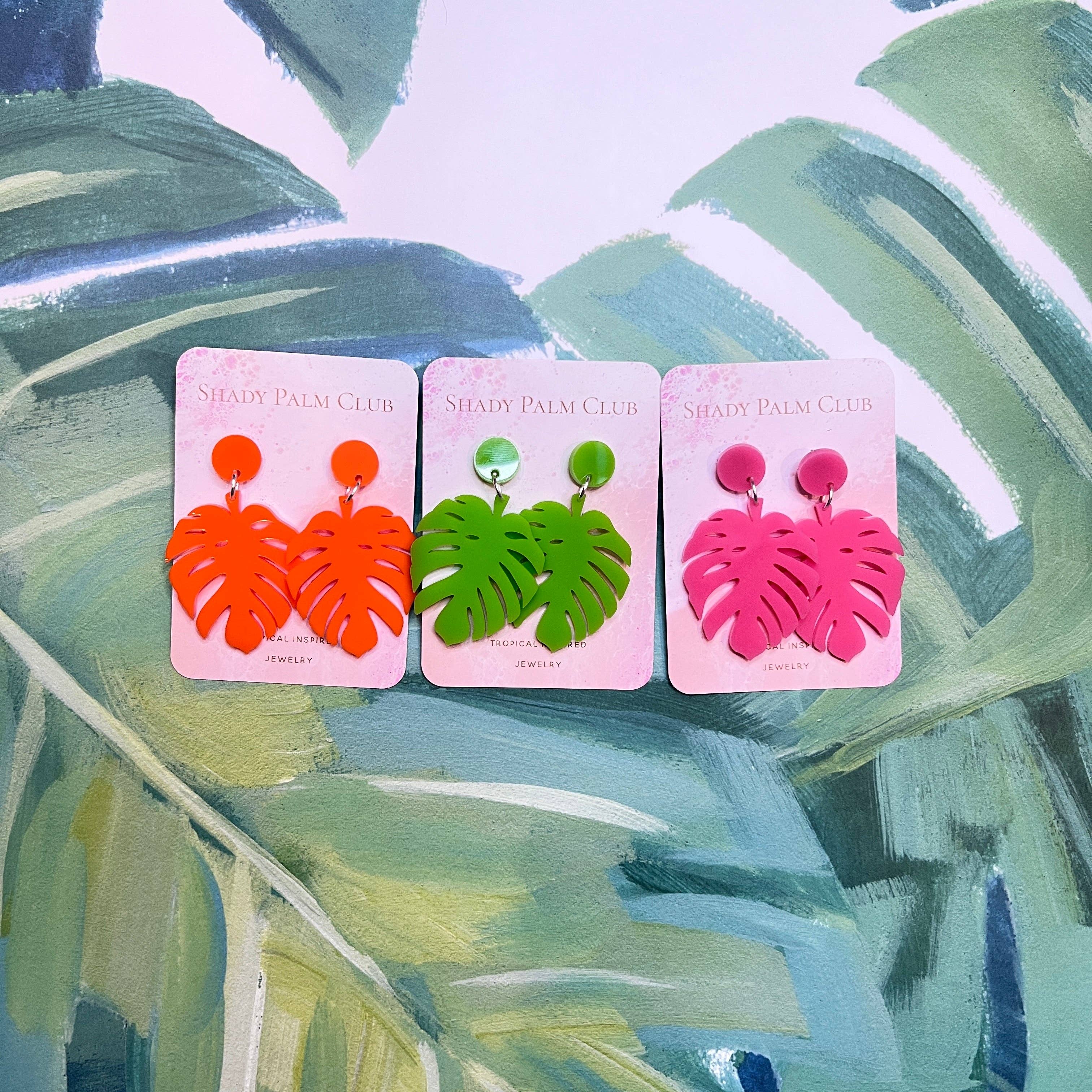 The Tiny Umbrella - Wholesale Dangle Earrings - Monstera Leaf Earring2