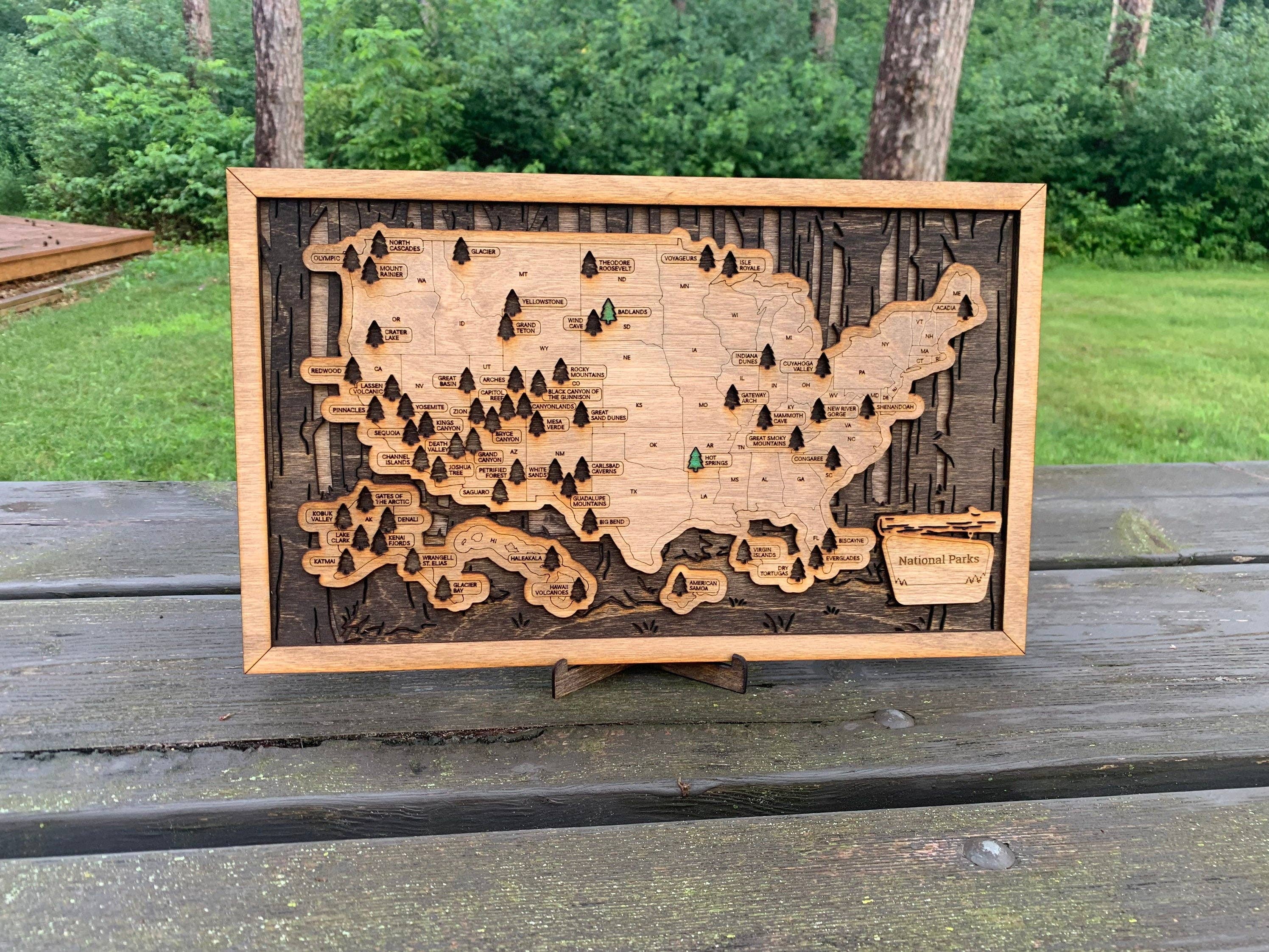 See You On The Trail - Wholesale Map - National Parks Travel Map - Handmade Wooden Bucket List3