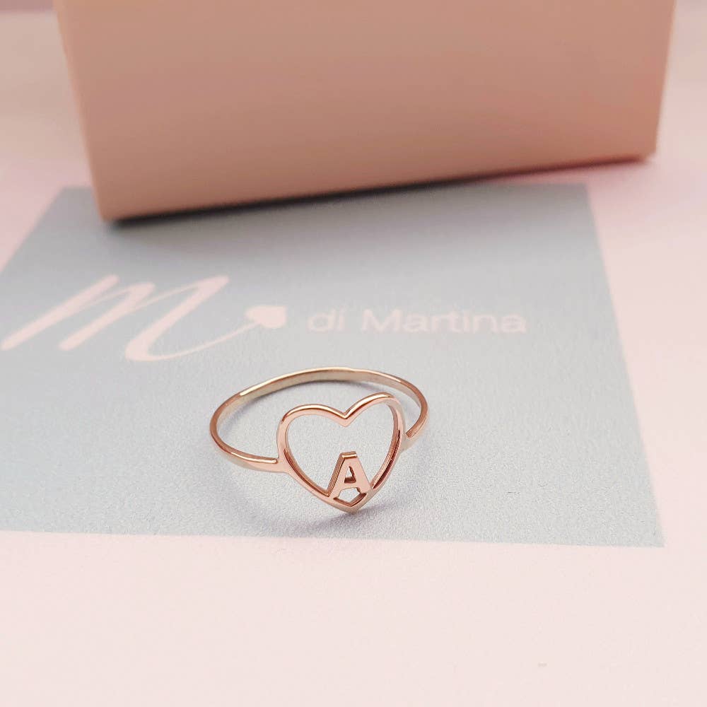 M di Martina - Vendita all'ingrosso Campione per rivenditori - Gioielli - Anello Cuore e Iniziali in Argento o Oro "Personalizzabile"1