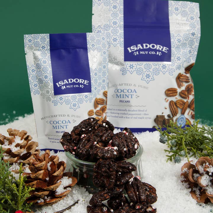 Isadore Nut Company - Wholesale Nuts - Cocoa Mint Pecans: Premium Roasted- 5 oz- Non-GMO0
