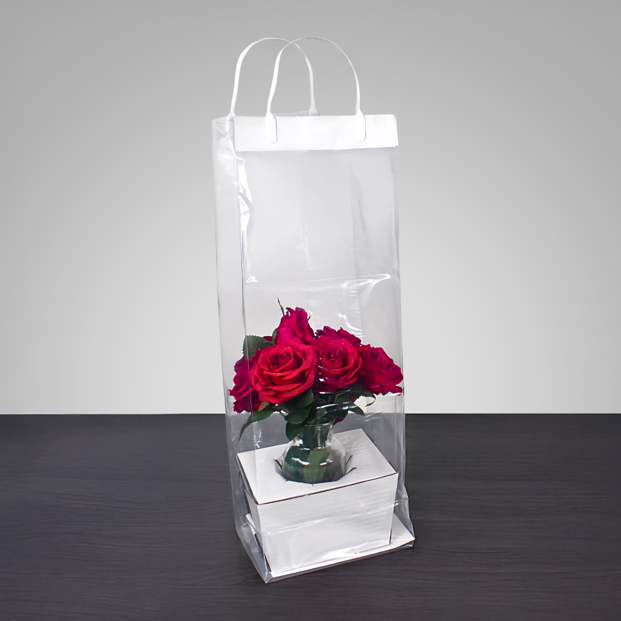 Jacobson - Wholesale Gift Bag - 100PK - 7.5"L Clear Plastic Carry Out Bags - Floral Supplies3