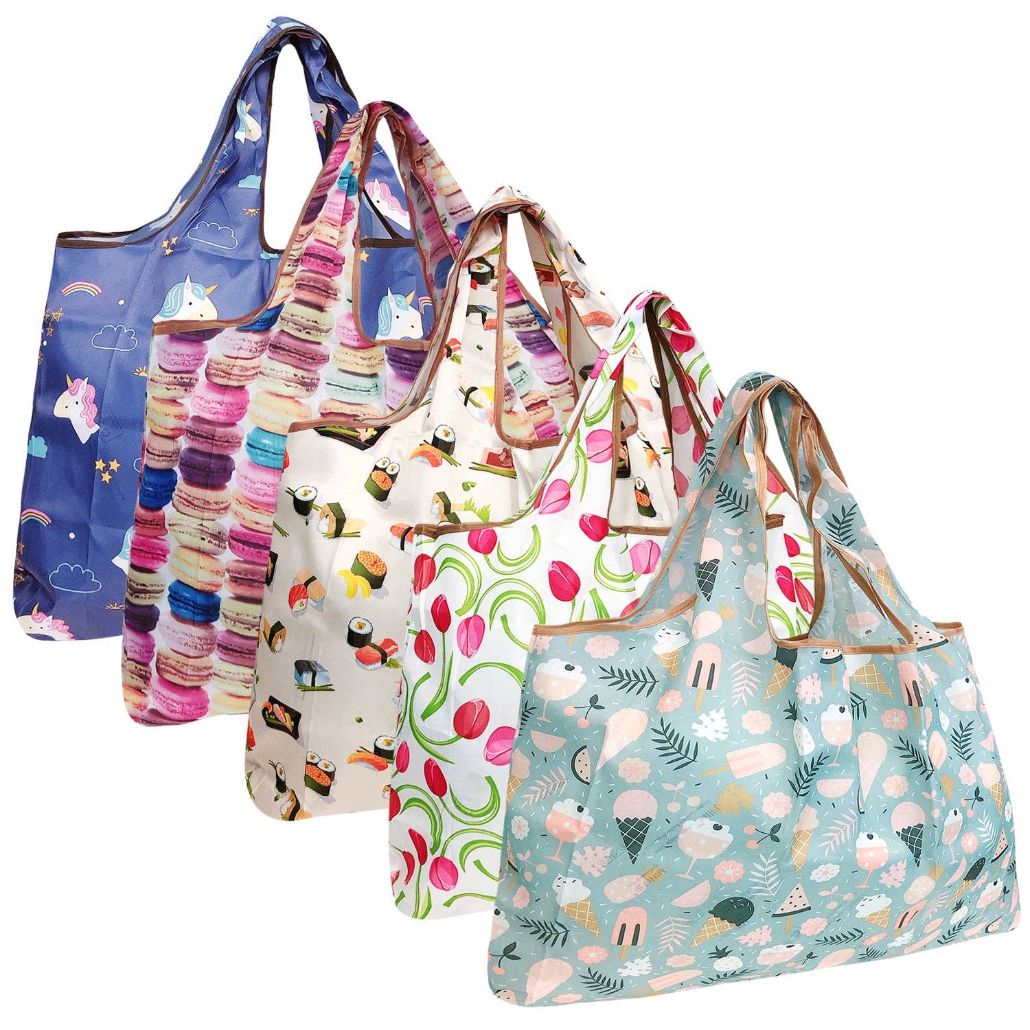 Wrapables.com - Vente Sacs de course/à provisions - Wrapables Lot de 5 grands sacs d'épicerie pliables en nylon16