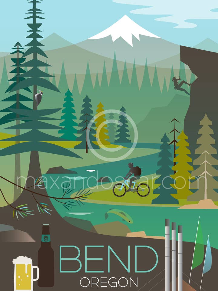 BIEGEN, OREGON-DRUCK für den Großhandel von Max & Oscar