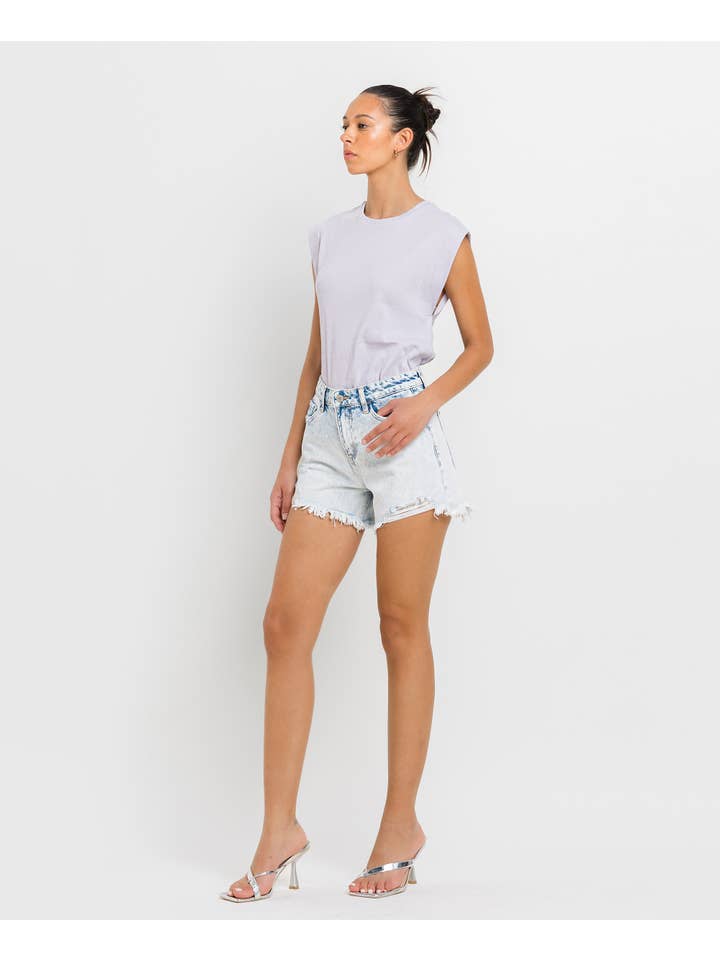 MIRACULOUS HIGH RISE DISTRESSED SHORTS V2810 for wholesale on Faire