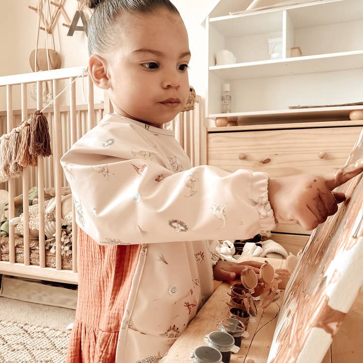 Ali+Oli - Wholesale Baby Bib - Baby - Smock Bib (2-pc) Long & Short Sleeve Set (Dino-Mint)2