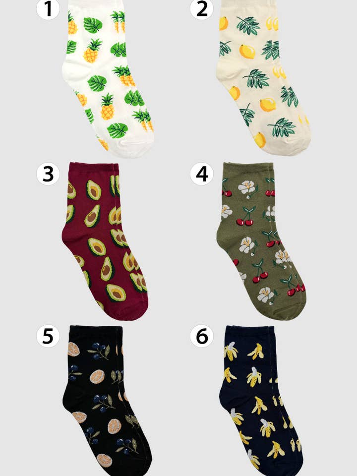 Women's Crew Lemon Tree Socks for wholesale by 7DAYSSOCKS