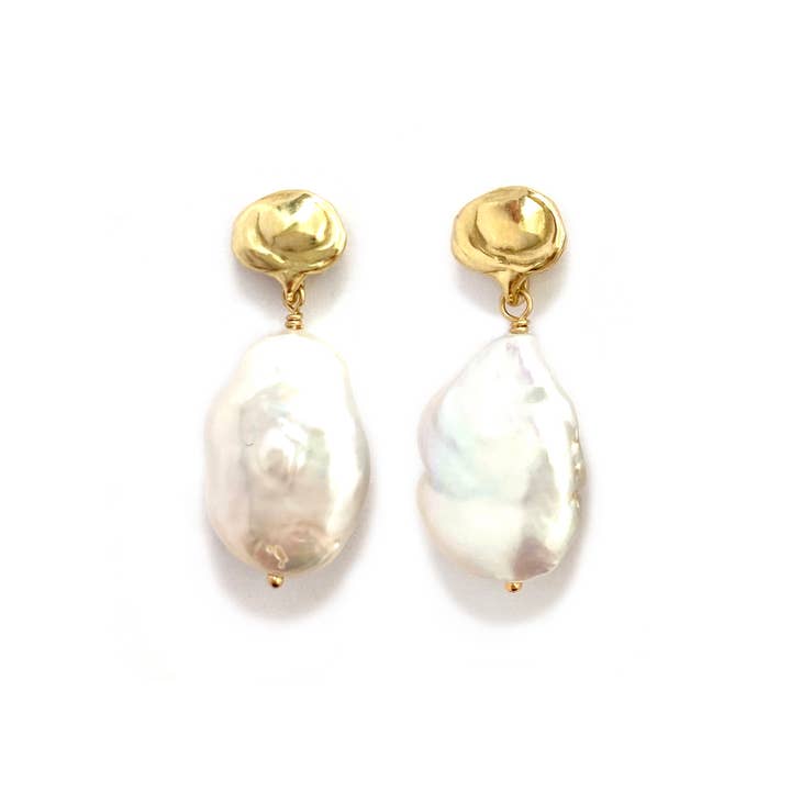 Goldeluxe Jewelry - Vente Boucles d'oreilles pendantes - Boucles d'oreilles nuage avec perle baroque