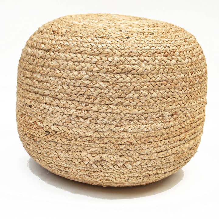 Natural Braided Ottoman pouf-NATURAL-18" x 18" x 14" for wholesale by chardin home