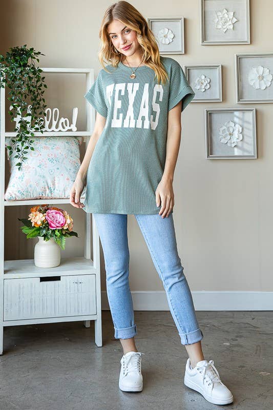 HEIMISH - Wholesale Tunic - Women's - ET7523-12 SOLID RIBBED LETTERING TOP1