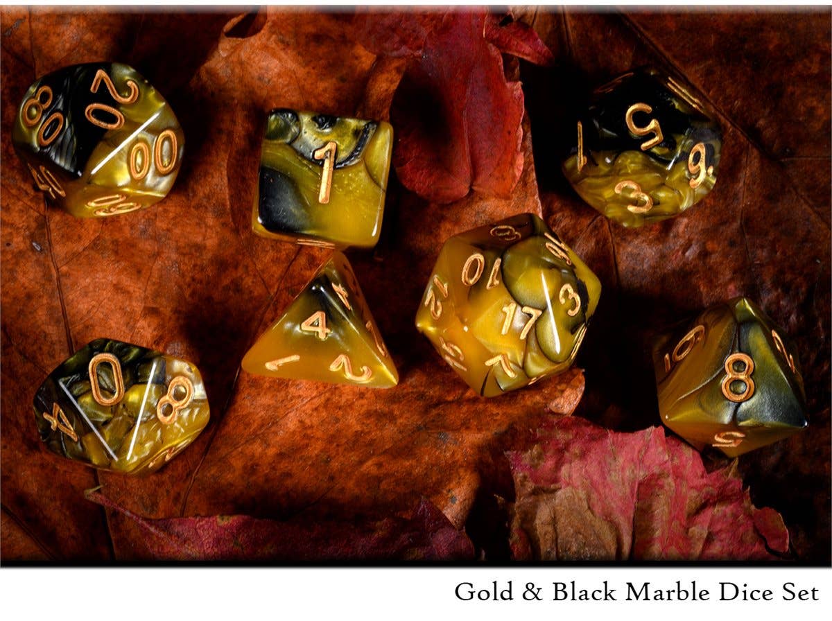 Drawlab Entertainment - Wholesale Dice - Gold & Black Marble Dice Set0