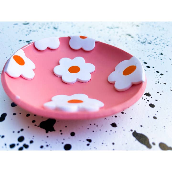 Lauren Likes Art - Wholesale Jewelry Dish - Daisy Flower Polymer Clay Boho Trinket Dish8