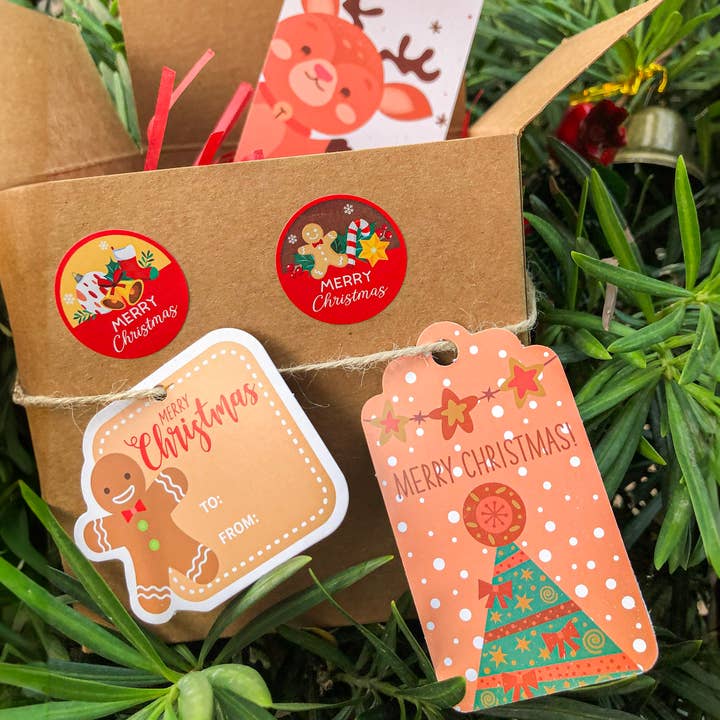 Santa's Helper Christmas Card, Label, Christmas Tag, Sticker for wholesale by Plantish