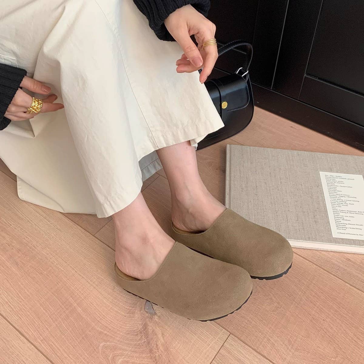 ACCITY - Wholesale Flats/Loafers - Women's - Vintage Leather Clog Mules with Cork Sole_CWSHF00527