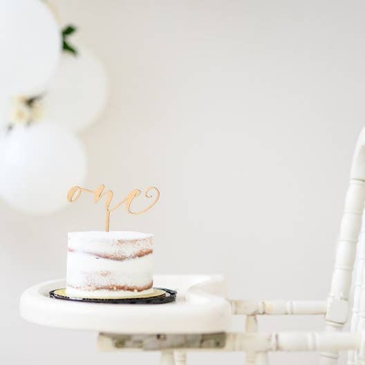 1st Birthday Birch Wood Cake Topper for wholesale by Top This Party Co.