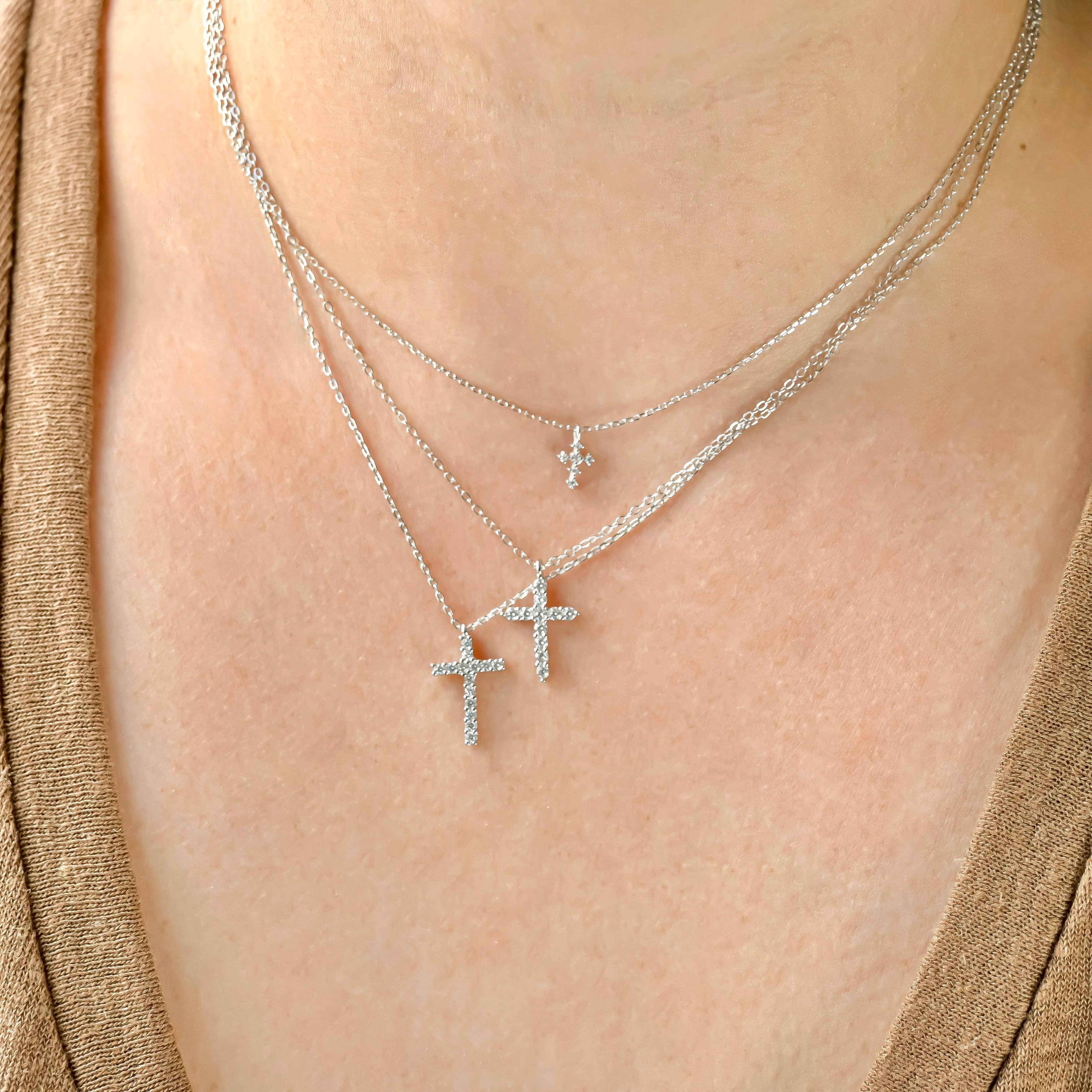 Blueyejewelry - Wholesale Pendant/Charm Necklace - Diamond Cross Necklace - Sterling Silver CZ Cross Pendants3