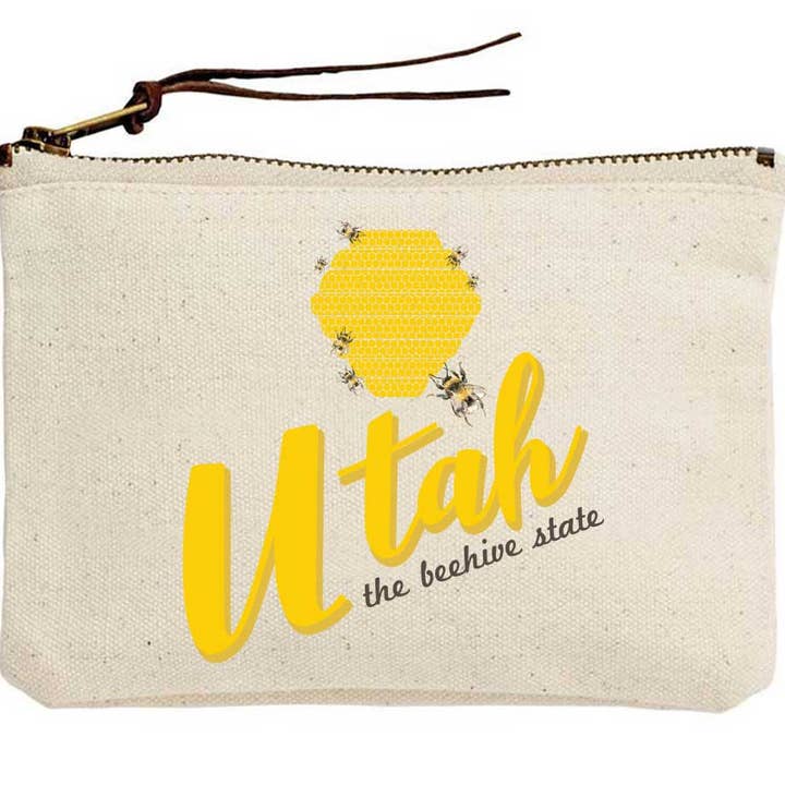 Utah Beehive State Canvas Pouch for wholesale by Potluck Press