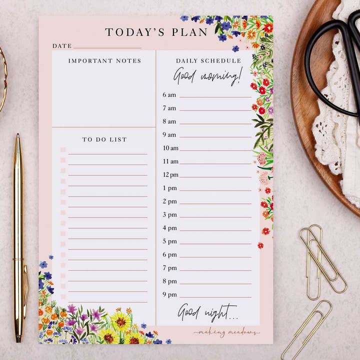 Desk Pad | Stationery | Garden Flowers Daily Planner Pad for wholesale by Making Meadows Ltd
