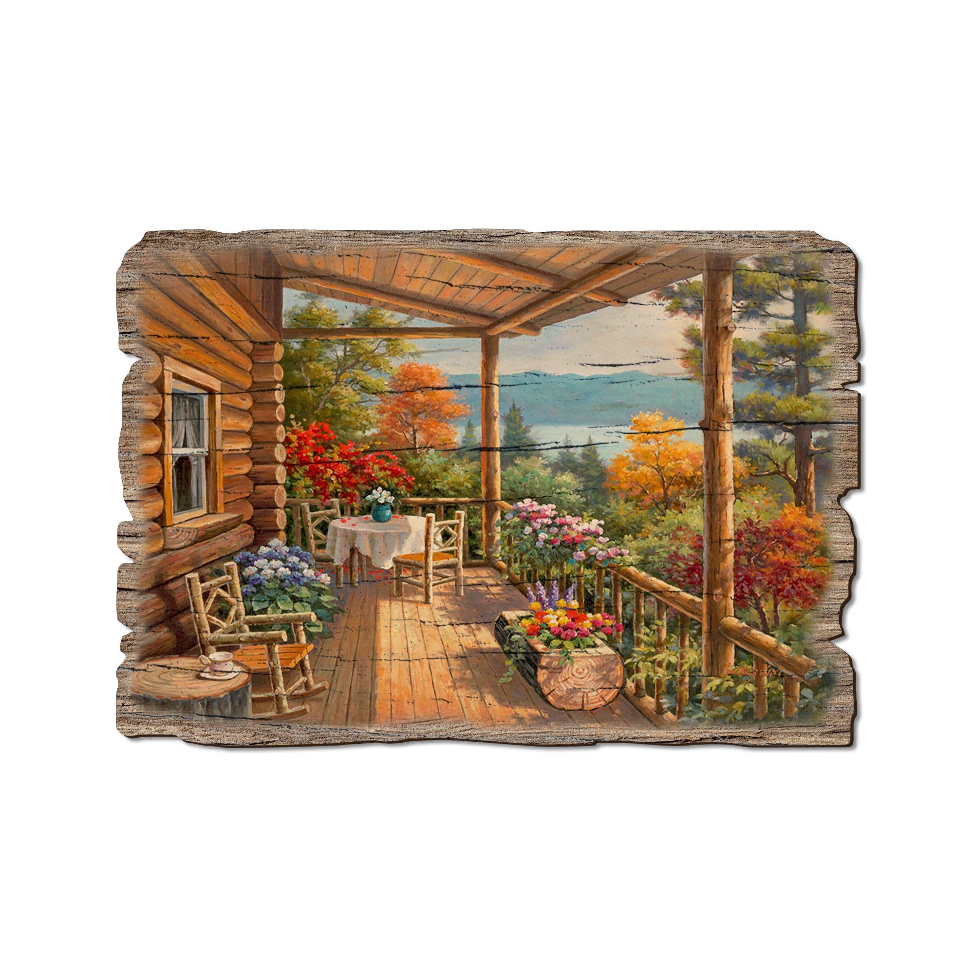 DaydreamHQ - Wholesale Postcard - Summer Deck - Rustic Cabin Edge Wood Postcards & Magnets