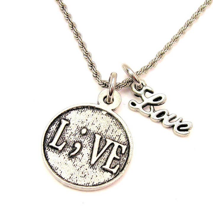 Chubby Chico Charms - Vendita all'ingrosso Collana con ciondolo/pendaglio - L; ve, collana con corda per prevenzione dei suicidi 50,8 cm, con accento d'amore