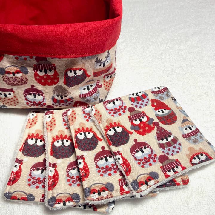 Røde ugle print vaskbare klude for engroshandel hos Meli beauty