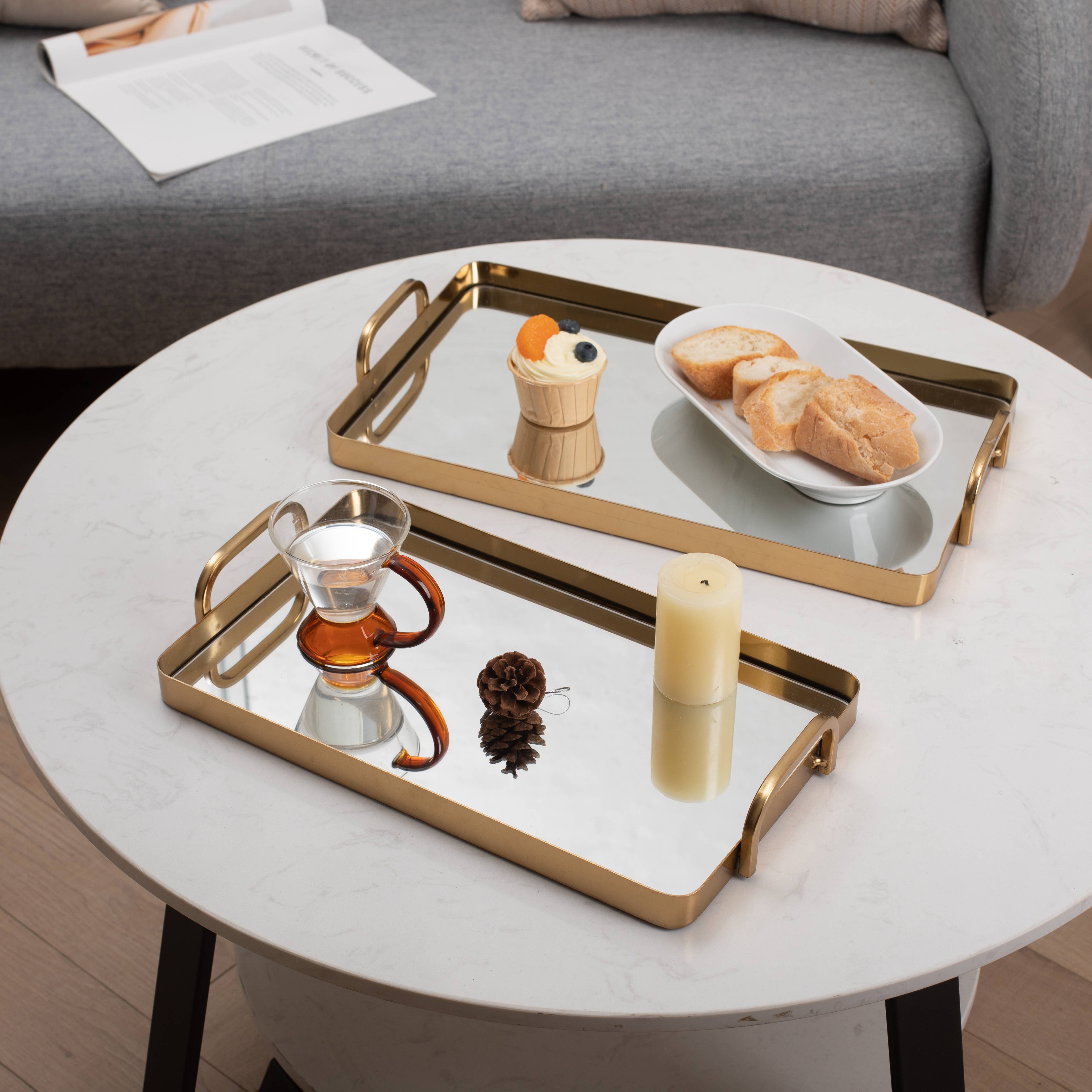 Cheungs Home Decor - Wholesale Decorative Tray - Nuvelle Set of 2 Metal Mirrored Trays3