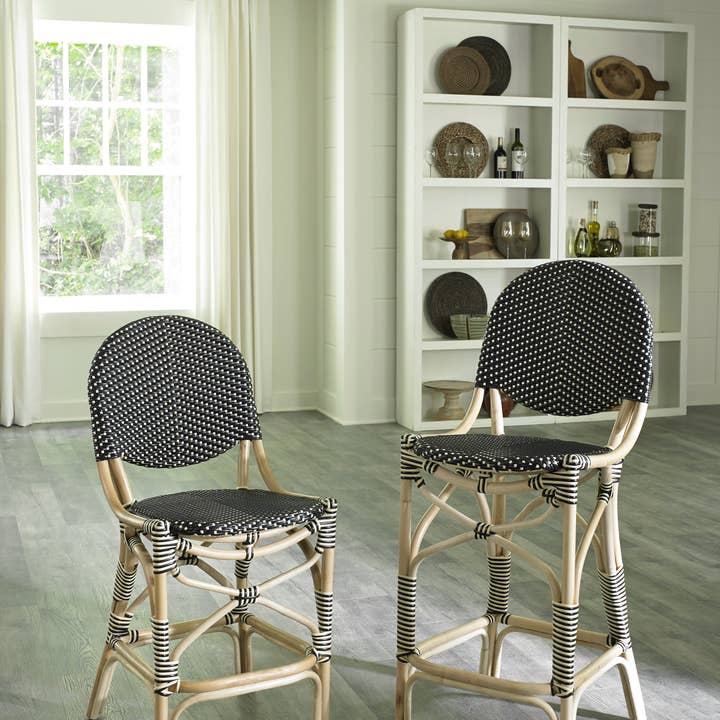 Padma's Plantation - Wholesale Stool - French Bistro Barstool - Black/beige1