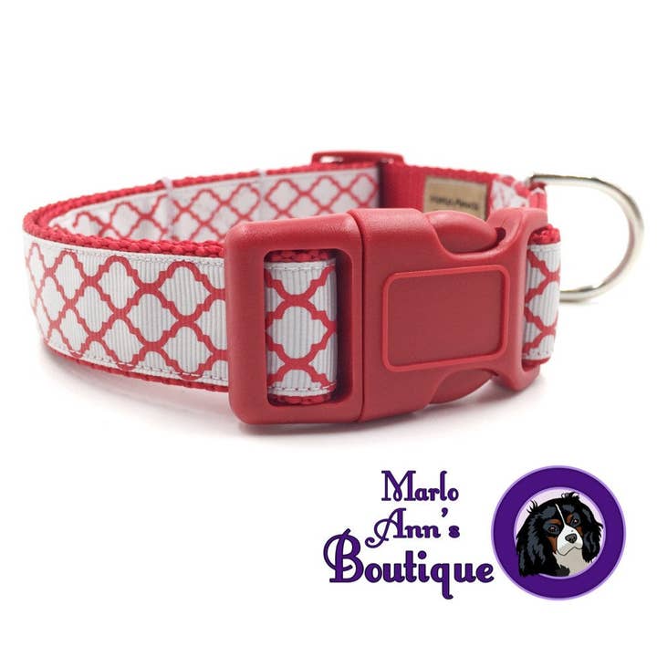 Scarlet & Grå Hundehalsbånd for engroshandel hos Marlo Ann's Boutique