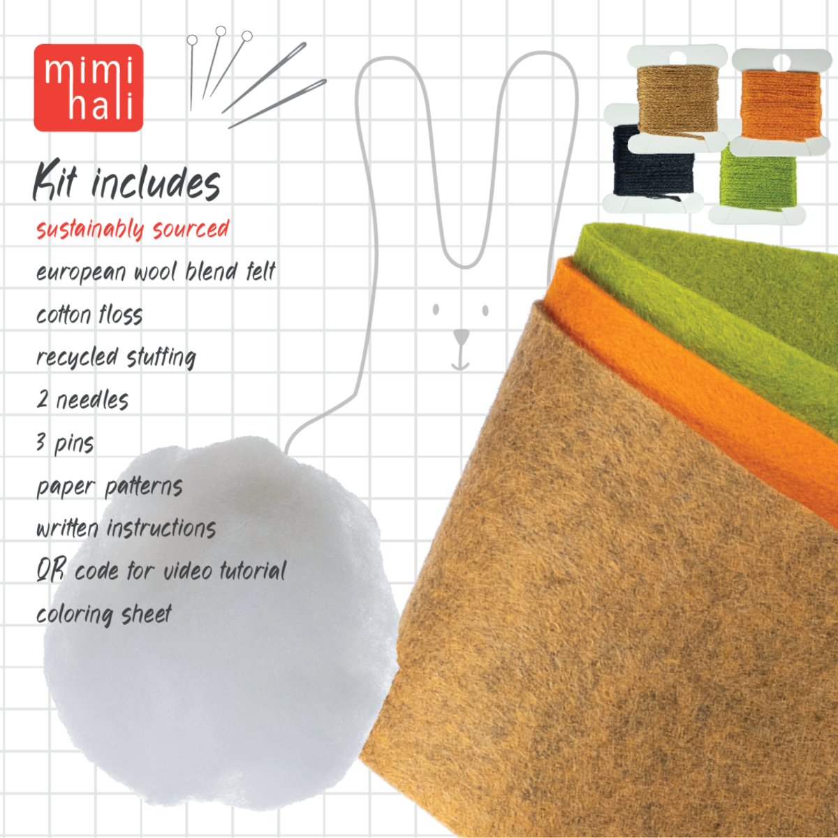 Mimihali - Wholesale Craft Sewing Kit - BUNNY and CARROT felt sewing kit for kids5