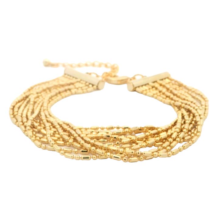 14K Yellow Gold-Plated Multi-Strand Beaded Bracelets - 3 Pk for wholesale by Maya J