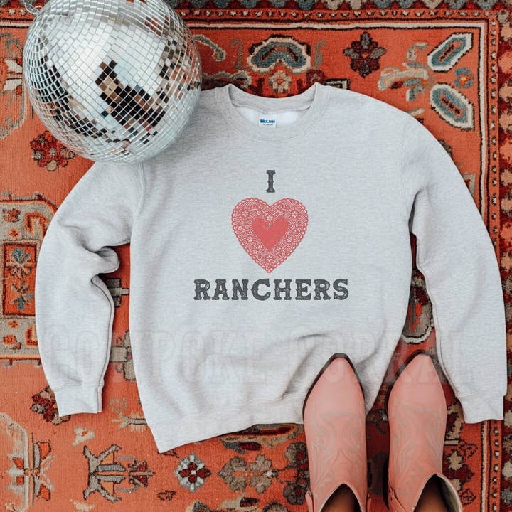 I HEART RANCHERS CREWNECK SWEATSHIRT for wholesale by Cowpoke Corral