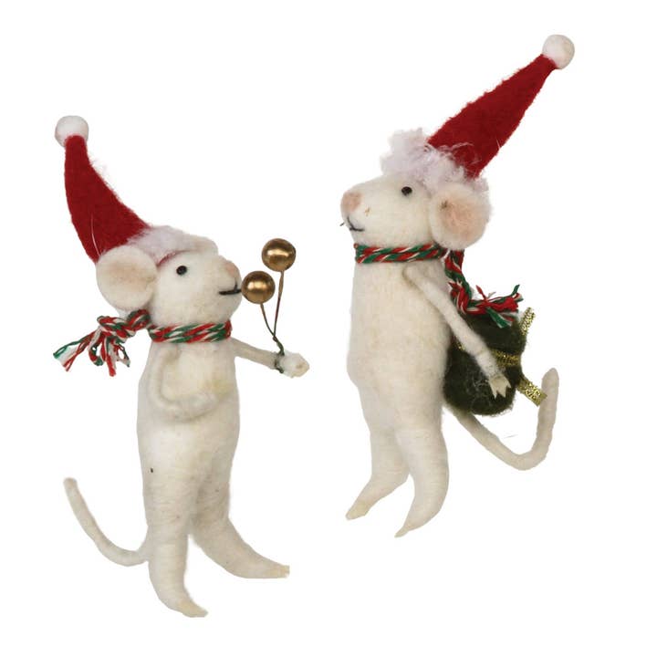 2 Asst Felted Mouse Ornament for wholesale by CWI Gifts