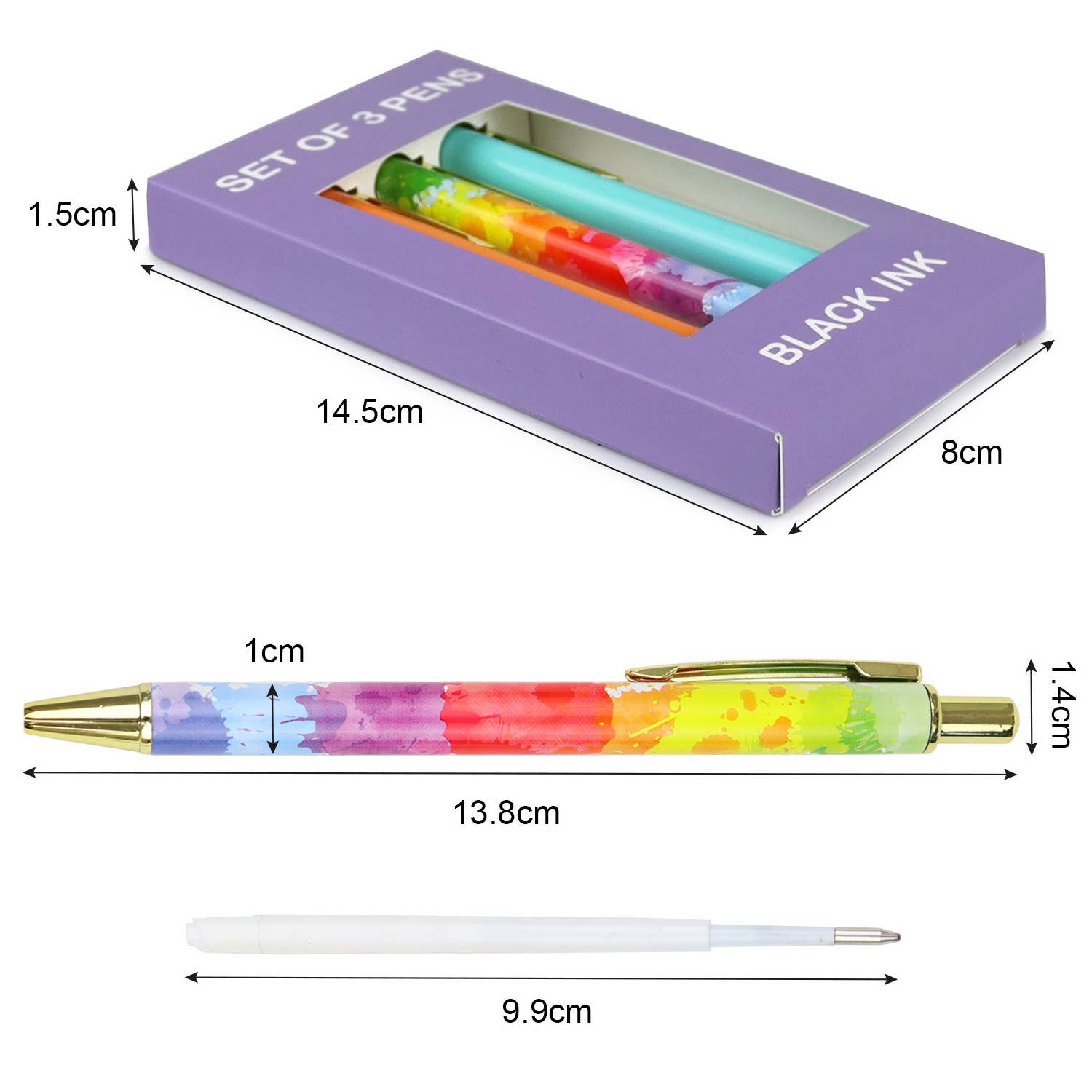 Powell Creative Products Ltd – wholesale Pen – Set of 3 Ballpoint Pens for Student Teenager School Office2